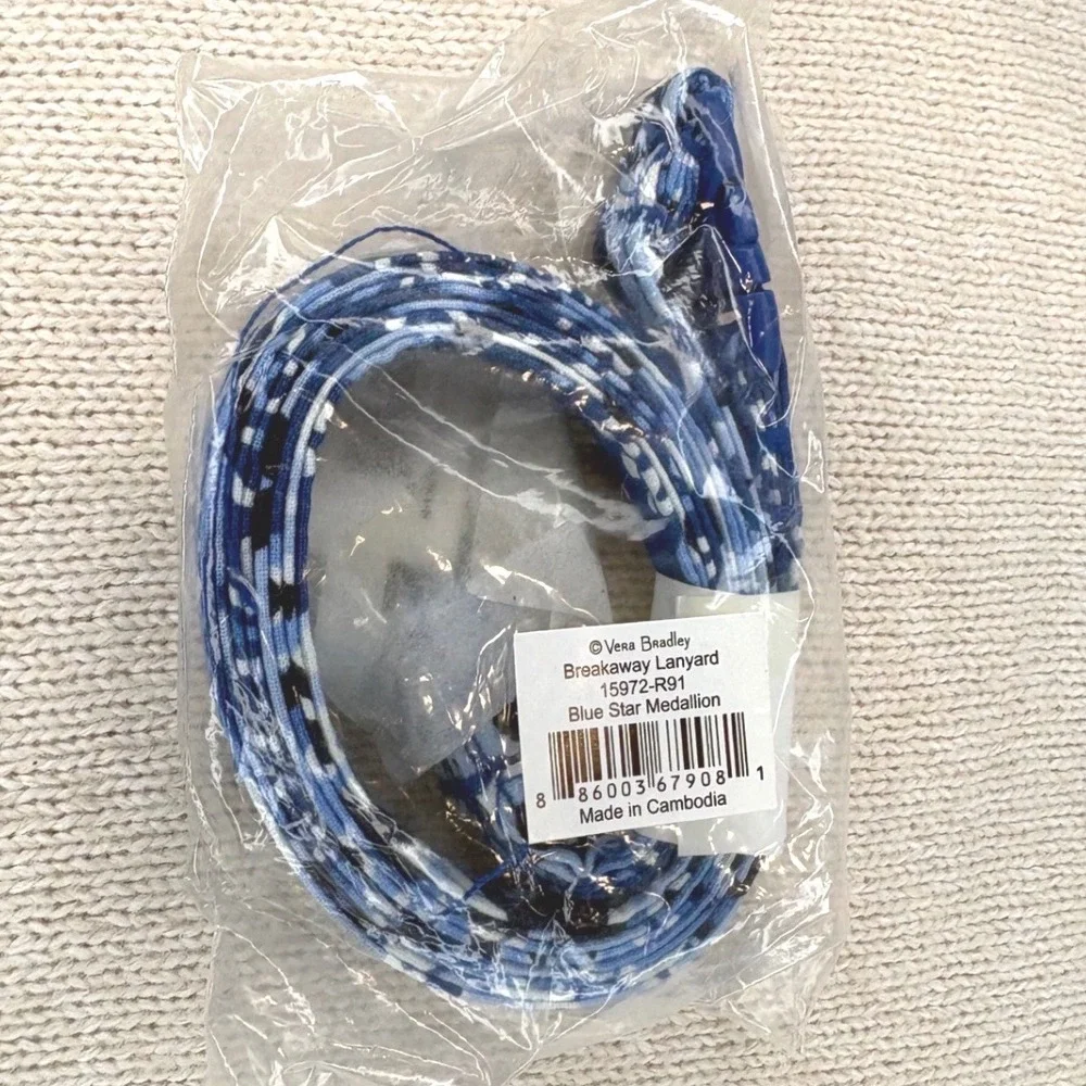 Vera Bradley Retired Blue Star Medallion Breakaway Lanyard NWT Sealed ID Badge